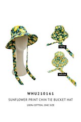 Do Everything in Love Women’s Cotton Sunflower Print Bucket Hat with Chin Tie