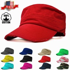 Military Army Cap Hat Cadet Patrol Castro Distressed Cotton Vintage Baseball Cap