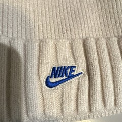 Nike Beige Knit Beanie Hat Logo One Size Acrylic/Wool Solid Women Fall/Winter