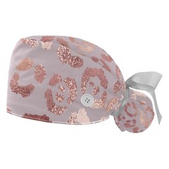 2PCS Bouffant Cap Button Ponytail Pouch, Work Hat Sweatband Surgical Adjustable
