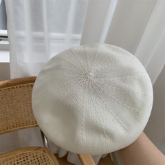 Women Summer Lightweight French Beret Breathable Thin Solid Color Beanie Hat