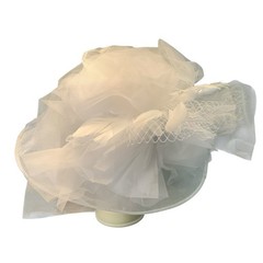 SAFERIN Women’s Organza Church Bridal Wedding Hat White Tulle Bowknot Feather