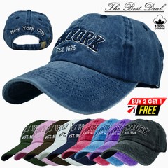 Unisex Adjustable NY Plain Washed 100% Cotton Polo Style Baseball Dad Cap Hats