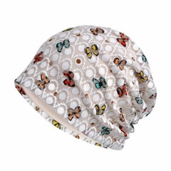 Women Colorful Butterfly Lace Slouchy Beanie Cap Hats Turban Wrap Stretch Hat