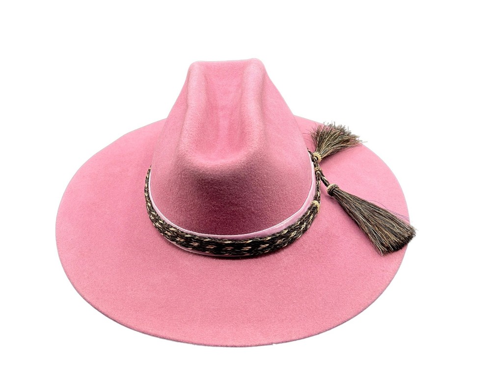LILA Nodal Cowboy Flat-Brim Wool Hat
