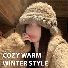 Women’s Plush Knit Bucket Caramel Hat, Winter Flattering Fit, Versatile Style