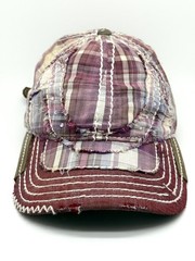 True Religion Hat Cap Leather Strap Back Vintage Y2K Plaid Buddha Brand Sequin