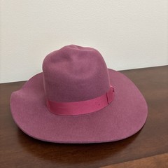 Urban Outfitters Nora Wool Felt Boater Hat Pink One Size New Misshapen In Spots