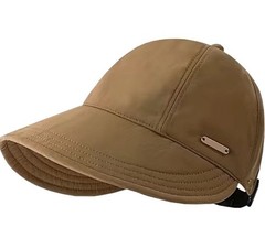 Women’s Brown Wide Brim Sun Hat Adjustable Casual Outdoor Cap Polyester.