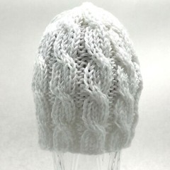 Hand Knit Winter Hat White Chunky Unisex Beanie Accessory Acrylic Yarn Warm