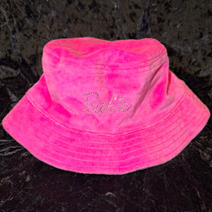 Barbie Women’s Pink Velour Bucket Hat Lined One Size Solid Logo