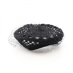 Christian Dior DIOR ARTY Lace Beret Hat Cotton Polyester Black Used #54.5cm