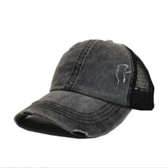 Mesh Back Ponytail Baseball Cap Polo Style Mesh Caps Plain Adjustable