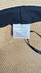 Women’s Beige Wide Brim Sun Hat Leopard Print Ribbon 56-58cm Paper Polyester