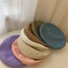 Women Summer Lightweight French Beret Breathable Thin Solid Color Beanie Hat