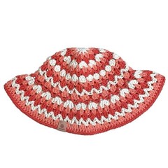 Stylish Crochet Sun Hat in Coral and White
