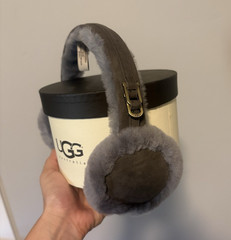 UGG Gray Sheepskin Suede Shearling Earmuffs One Size Adjustable