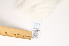 Basic white rib knit cuff recycled polyester winter cap