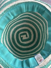 Midwest Green/White Striped Wide Brim Sun Hat One Size Women Paper/Polyester