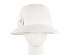 White cloche bucket spring racing ladies fashion hat by Max Alexander. AU Seller