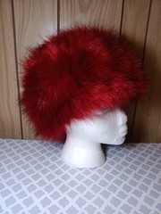 Women’s Red Faux Fur Hair Hat Winter Cold Polyester China