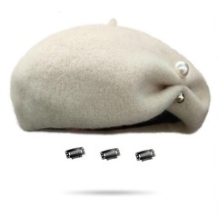 Premium Cashmere Beret with Pearls Elegant Church Wool Hat for Women Artist