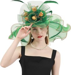 Womens Wide Brim Organza Church Hat Kentucky Derby Tea Party Dress Hat