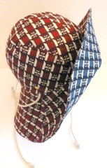 Tory Burch Hat Reversible Bucket Wide Brim Blue Burgundy Print NWT
