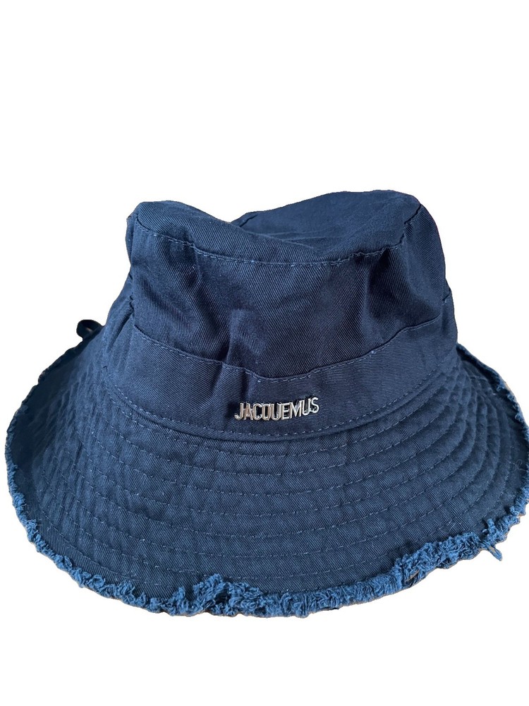 Black 100% Cotton Bucket Hat with Frayed Raw Edge Brim Adjustable Sun Hat OS
