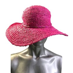Betmar New York Straw Sun Hat Wide Brim Fuchsia Women’s Size S/M