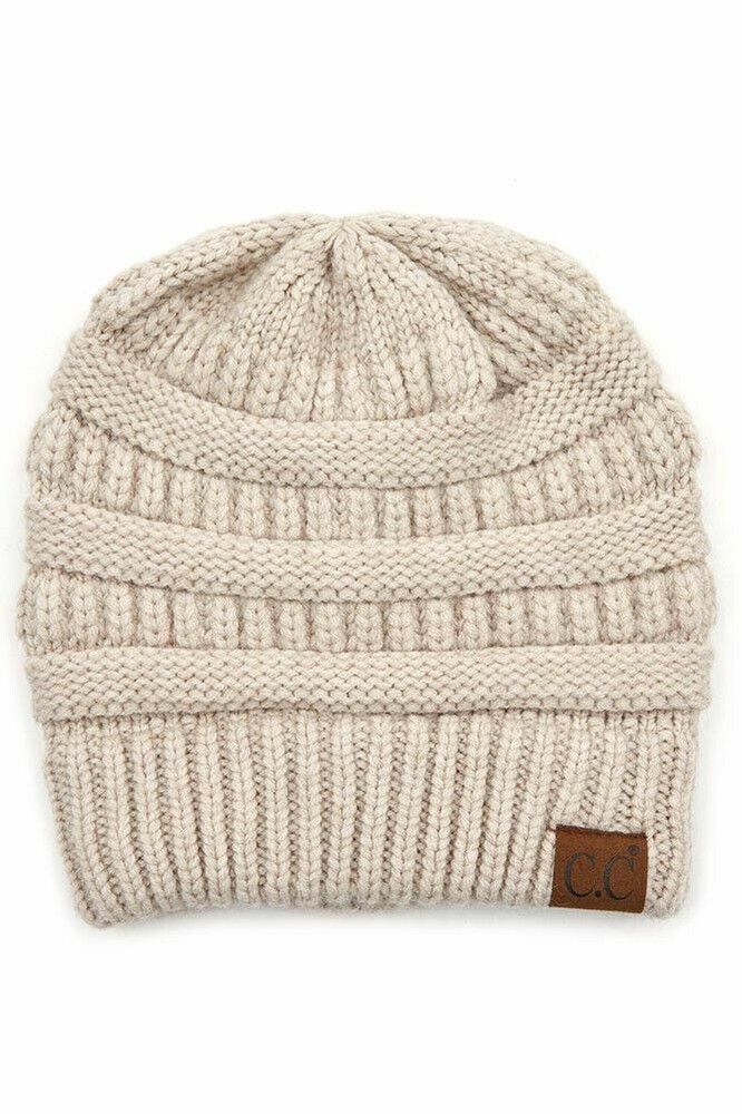 C.C Exclusive Mixed Soft Yarn Ribbed Knit Thick Warm Winter Beanie Hat