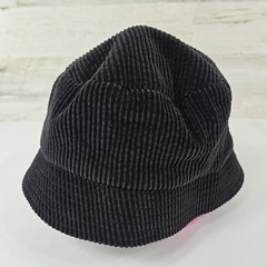 April Cornell Black Corduroy Bucket Hat Floral Rayon Lining Vintage Cottagecore.
