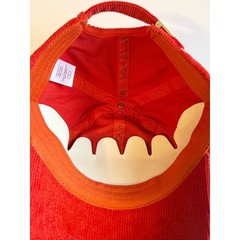 CALIA Women Red Corduroy Baseball Cap Adjustable Hat Logo Embroidery NEW