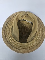 Happy Cappers Tan Solid Straw Silk Flower Top Hat Bucket Hat Cocktail Mod Hat MD