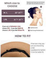 Womens Mens Wide Brim Straw Panama Hat Fedora Summer Beach Sun Hats UPF Straw…