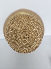 Happy Cappers Tan Solid Straw Silk Flower Top Hat Bucket Hat Cocktail Mod Hat MD
