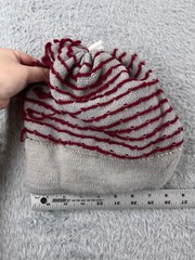 Beanie Toque Adult One Size Gray Red Fair Isle Knit 100% Wool Made USA Ski Pom