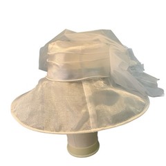 SAFERIN Women’s Organza Church Bridal Wedding Hat White Tulle Bowknot Feather