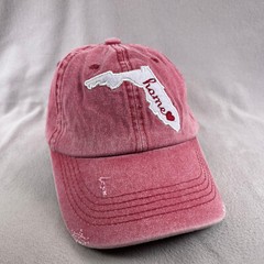 Home Florida Hat Womens Red Strapback Cap Embroidered Heart State Home Free Cute