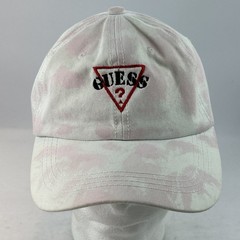 Guess Jeans Hat Cap Strap Back Adjustable White & Pink Embroidered Triangle Logo