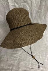 Scala Paper/Polyester Floppy Wide Brim Sun Hat-Toggle Strap