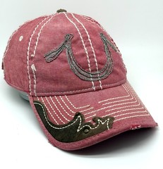 True Religion Hat Cap Strap Back Vintage Y2K One Size Pink Rhinestone Western