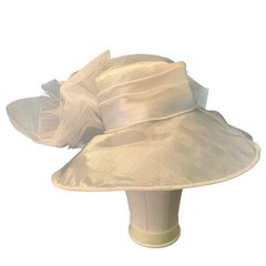 SAFERIN Women’s Organza Church Bridal Wedding Hat White Tulle Bowknot Feather
