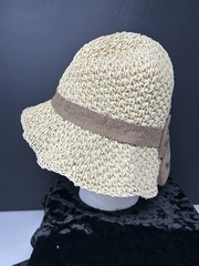 Elegant French Style Sun Beach Straw Hat Ruffle Bowknot Foldable Breathable