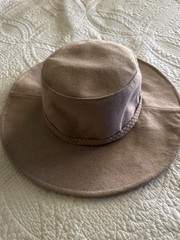 ASN Camel Felt Rancher Hat Wide Brim Braided Band Boho Western Festival 1 size