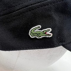 Lacoste Cap Women S/M Black Tie Back Pique Cotton Logo Hat Vintage NWT