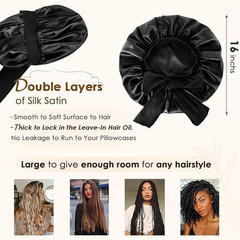 YANIBEST Silk Bonnet for Sleeping Women Adjustable Double Layer Satin Bonnet Red