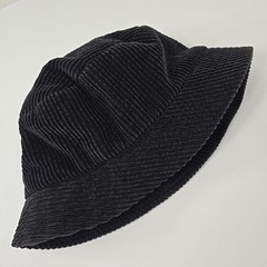 April Cornell Black Corduroy Bucket Hat Floral Rayon Lining Vintage Cottagecore.