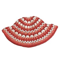 Stylish Crochet Sun Hat in Coral and White