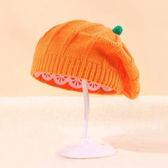 Women’s Knit PUMPKIN Beret Hat Slouchy Beanie Fall Cute Halloween Hats BER-059